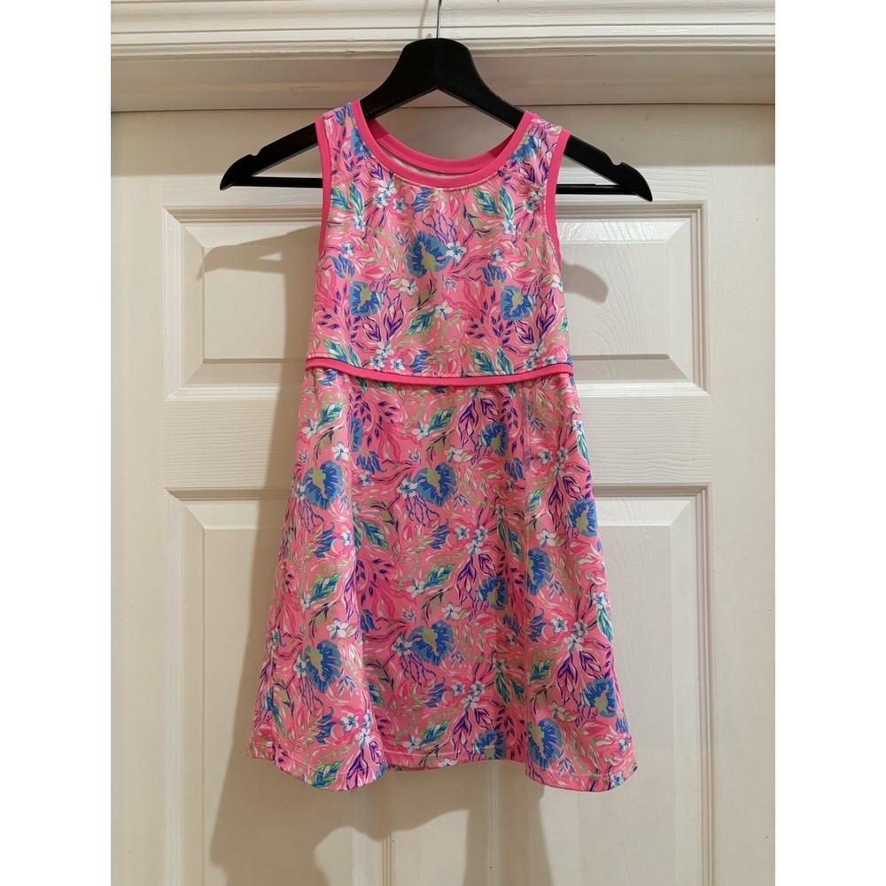 Tommy Bahama Active Girls Pink Floral Athletic Tennis Dress Size M 7/8
